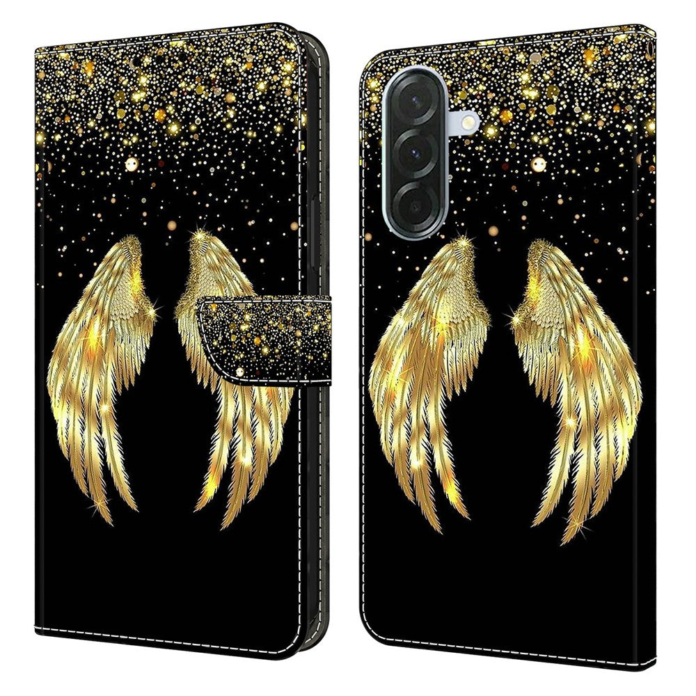 For Samsung Galaxy A57 5G Case 3D Pattern PU Leather Wallet Phone Cover with Stand - Gold Wing