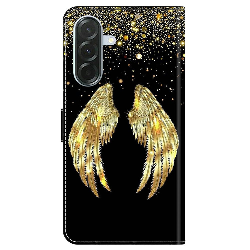 For Samsung Galaxy A57 5G Case 3D Pattern PU Leather Wallet Phone Cover with Stand - Gold Wing