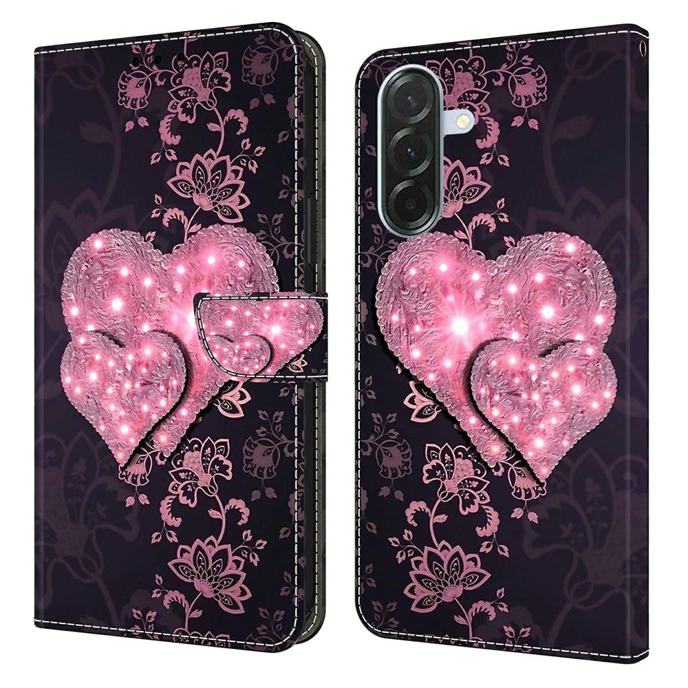 For Samsung Galaxy A57 5G Case 3D Pattern PU Leather Wallet Phone Cover with Stand - Lace Hearts