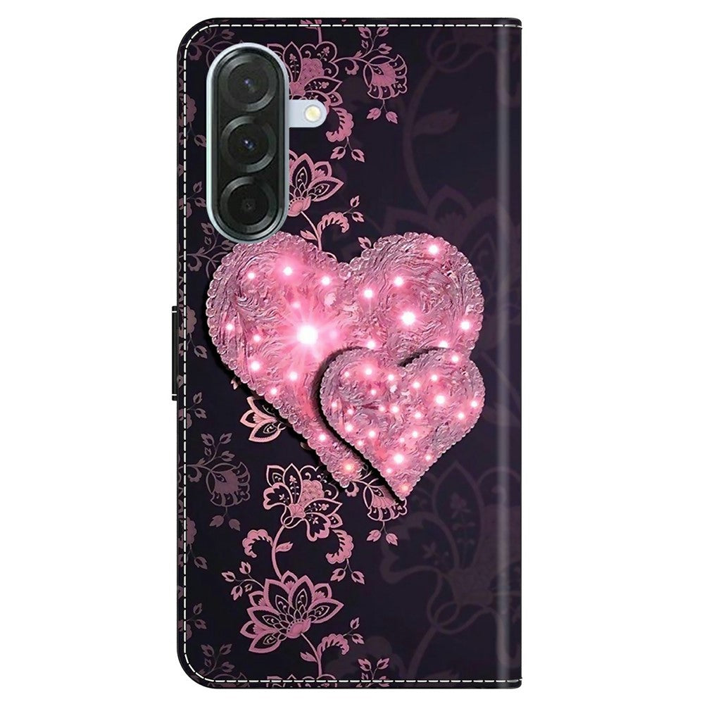 For Samsung Galaxy A57 5G Case 3D Pattern PU Leather Wallet Phone Cover with Stand - Lace Hearts