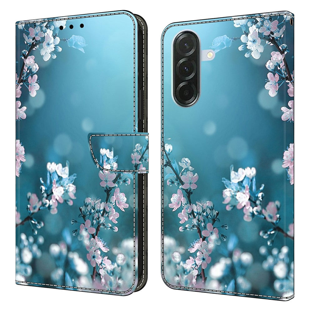 For Samsung Galaxy A57 5G Case 3D Pattern PU Leather Wallet Phone Cover with Stand - Plum Blossoms
