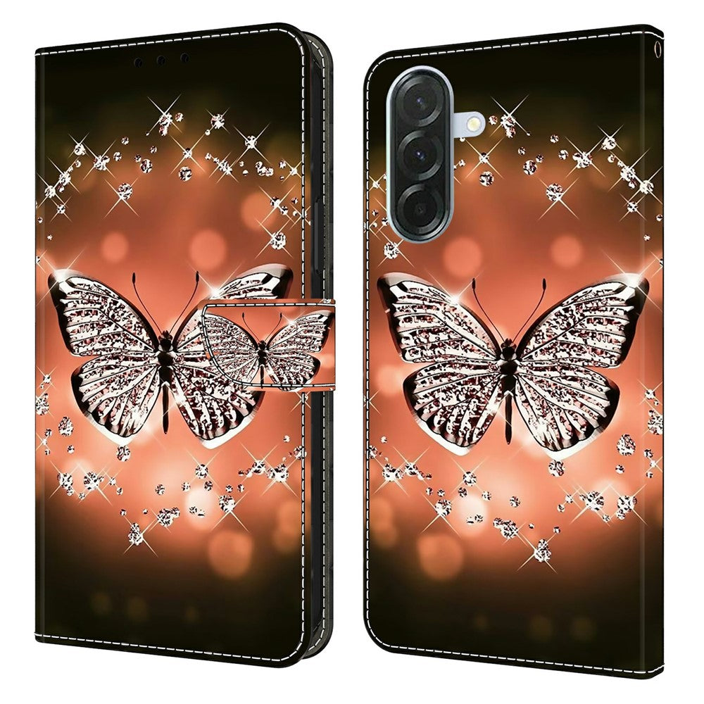 For Samsung Galaxy A57 5G Case 3D Pattern PU Leather Wallet Phone Cover with Stand - Crystal Butterfly