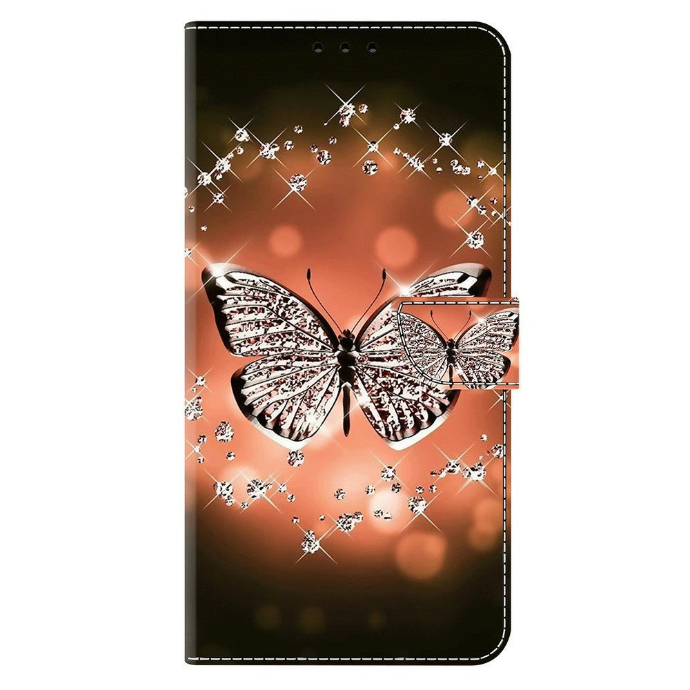 For Samsung Galaxy A57 5G Case 3D Pattern PU Leather Wallet Phone Cover with Stand - Crystal Butterfly