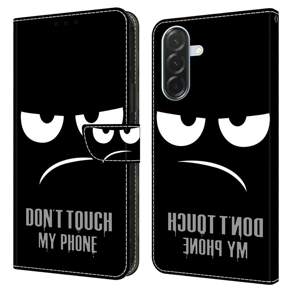 Phone Case For Samsung Galaxy A57 5G Magnetic Clasp 3D Pattern Leather Wallet Cover - Don't Touch My Phone