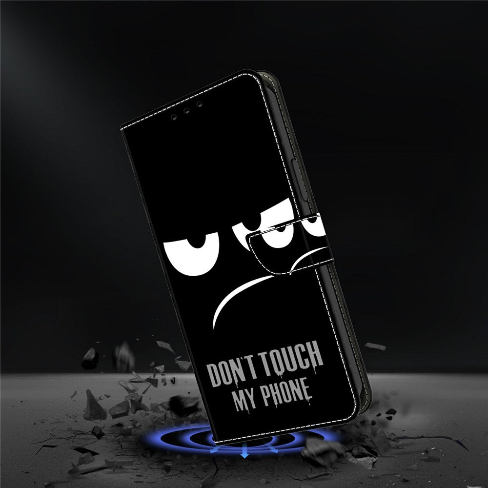Phone Case For Samsung Galaxy A57 5G Magnetic Clasp 3D Pattern Leather Wallet Cover - Don't Touch My Phone