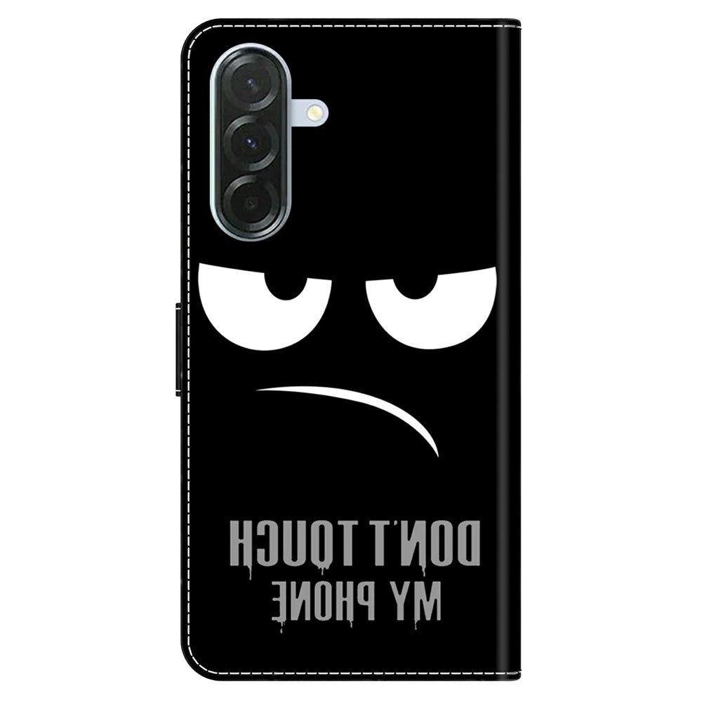Phone Case For Samsung Galaxy A57 5G Magnetic Clasp 3D Pattern Leather Wallet Cover - Don't Touch My Phone