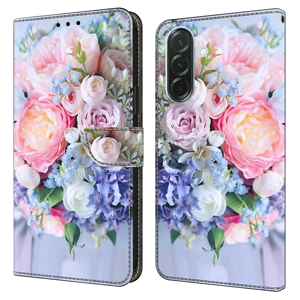 Phone Case For Samsung Galaxy A57 5G Magnetic Clasp 3D Pattern Leather Wallet Cover - Colorful Flower