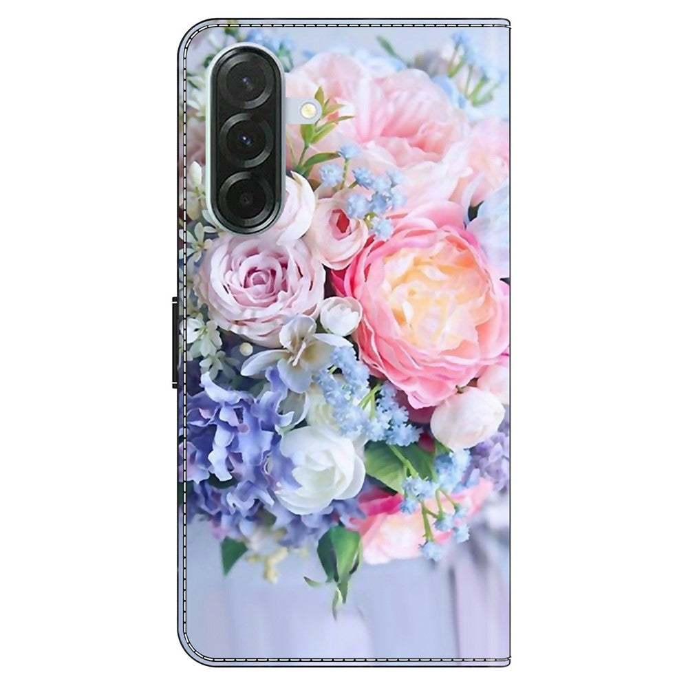 Phone Case For Samsung Galaxy A57 5G Magnetic Clasp 3D Pattern Leather Wallet Cover - Colorful Flower