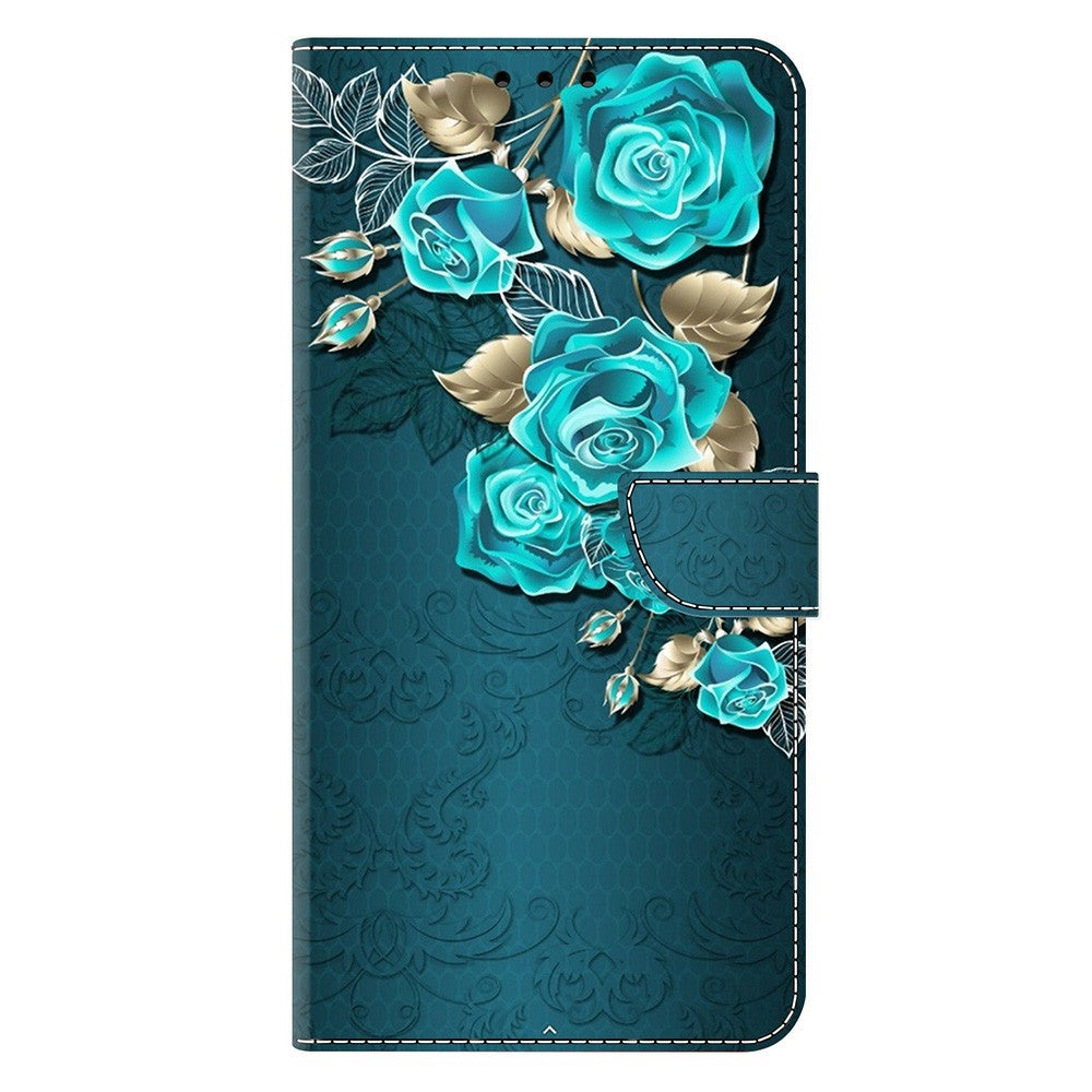 Phone Case For Samsung Galaxy A57 5G Magnetic Clasp 3D Pattern Leather Wallet Cover - Blue Rose