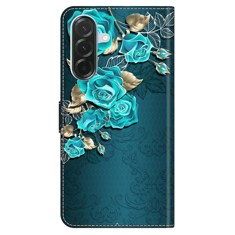 Phone Case For Samsung Galaxy A57 5G Magnetic Clasp 3D Pattern Leather Wallet Cover - Blue Rose