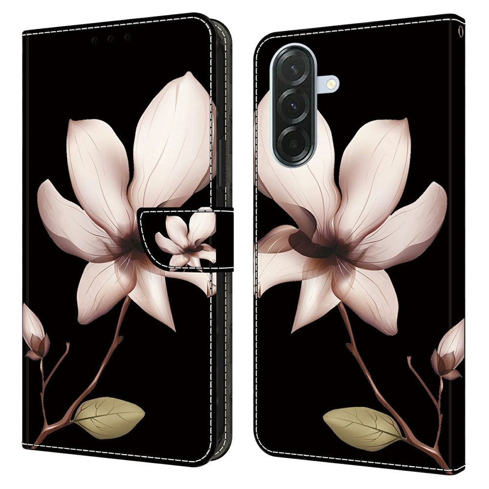 Phone Case For Samsung Galaxy A57 5G Magnetic Clasp 3D Pattern Leather Wallet Cover - Pink Flower