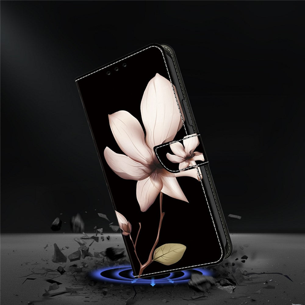Phone Case For Samsung Galaxy A57 5G Magnetic Clasp 3D Pattern Leather Wallet Cover - Pink Flower