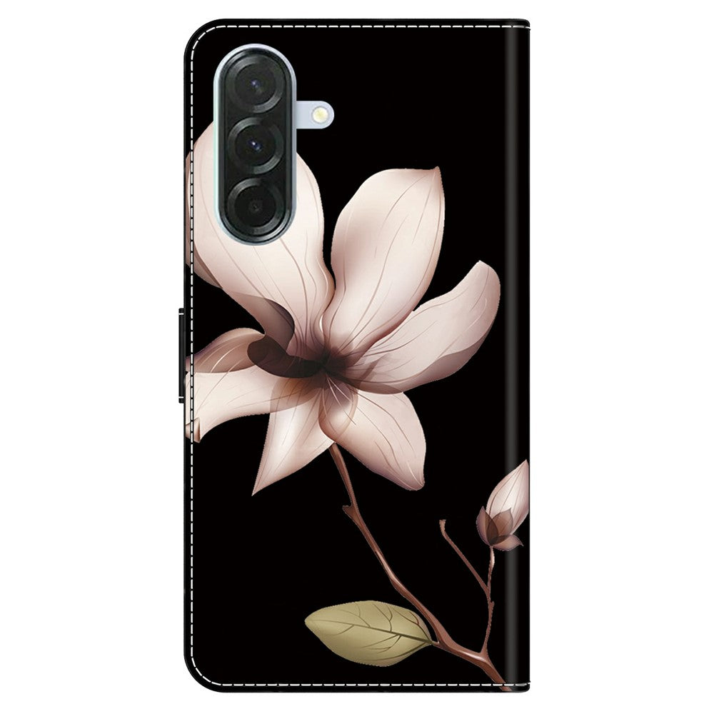 Phone Case For Samsung Galaxy A57 5G Magnetic Clasp 3D Pattern Leather Wallet Cover - Pink Flower