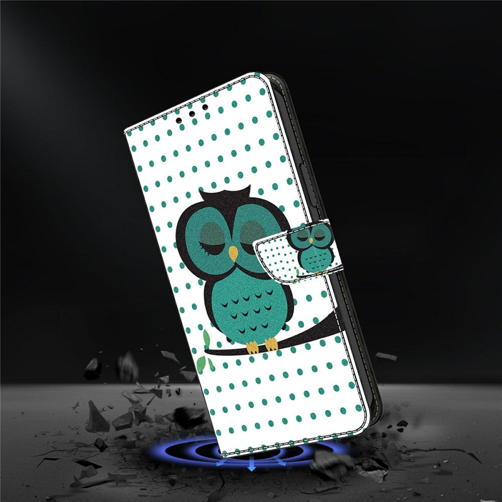 Phone Case For Samsung Galaxy A57 5G Magnetic Clasp 3D Pattern Leather Wallet Cover - Sleeping Owl