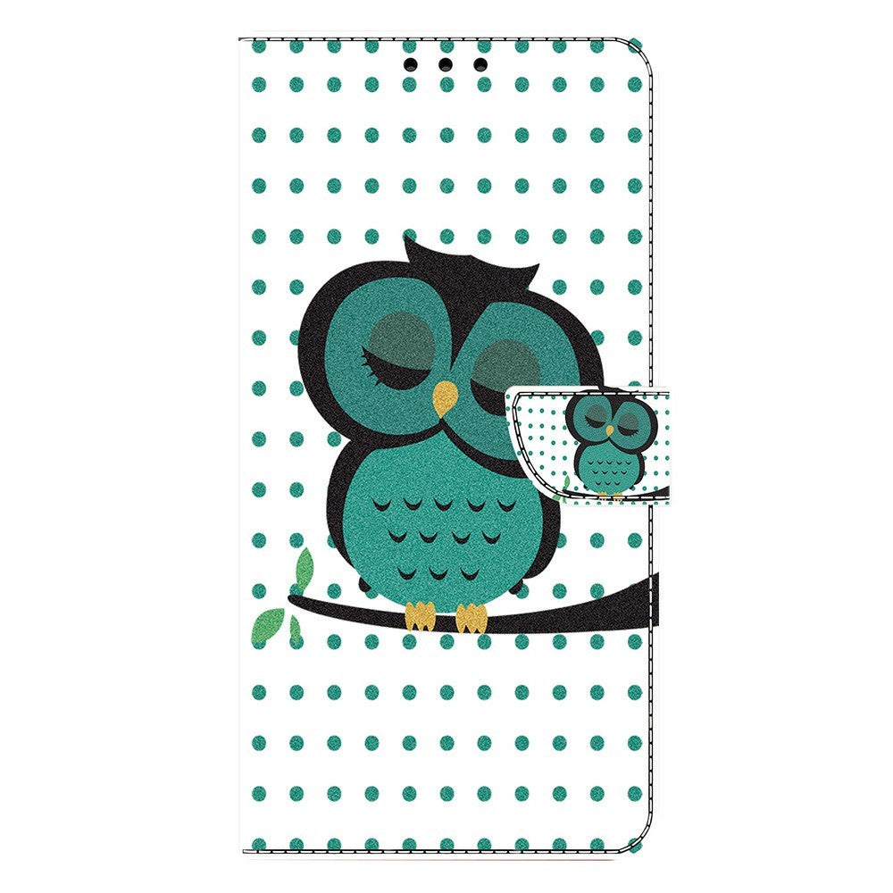Phone Case For Samsung Galaxy A57 5G Magnetic Clasp 3D Pattern Leather Wallet Cover - Sleeping Owl