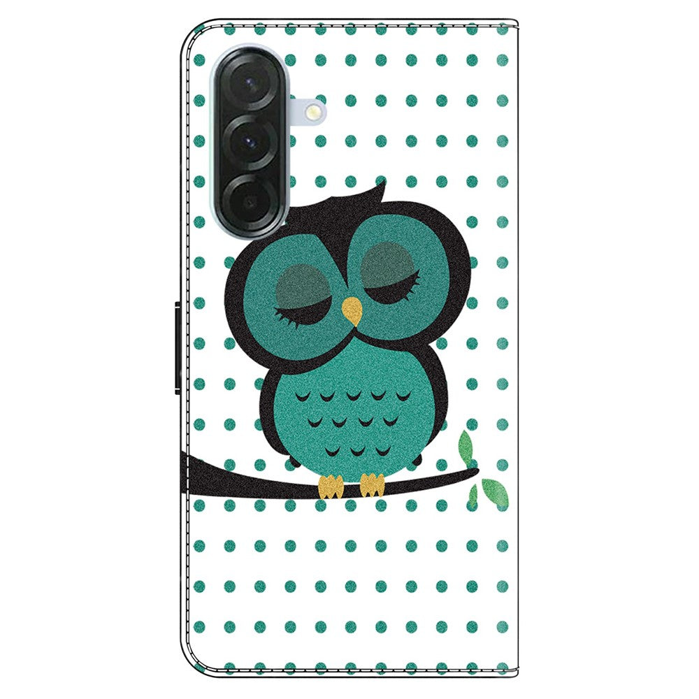 Phone Case For Samsung Galaxy A57 5G Magnetic Clasp 3D Pattern Leather Wallet Cover - Sleeping Owl