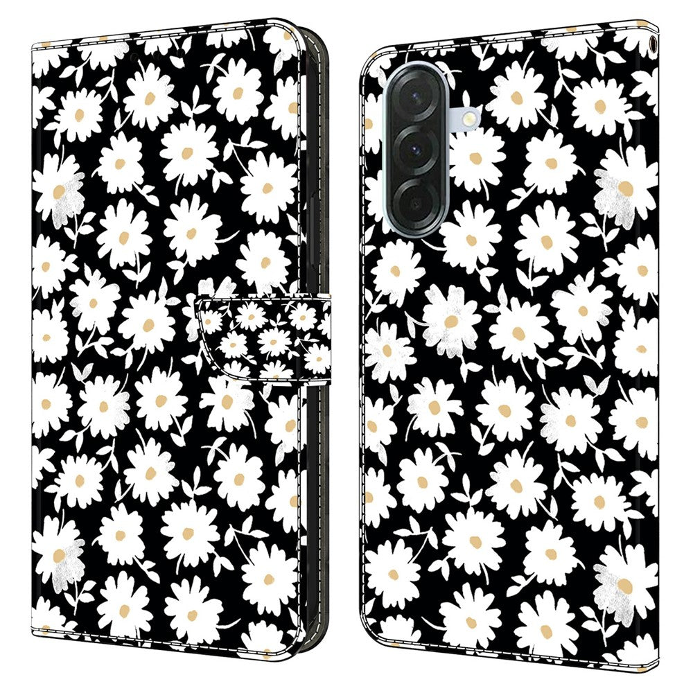 Phone Case For Samsung Galaxy A57 5G Magnetic Clasp 3D Pattern Leather Wallet Cover - Floral