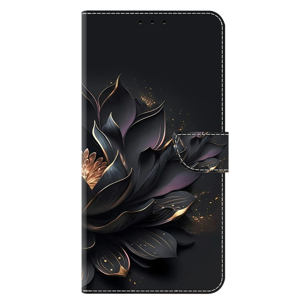 Phone Case For Samsung Galaxy A57 5G Magnetic Clasp 3D Pattern Leather Wallet Cover - Purple Lotus