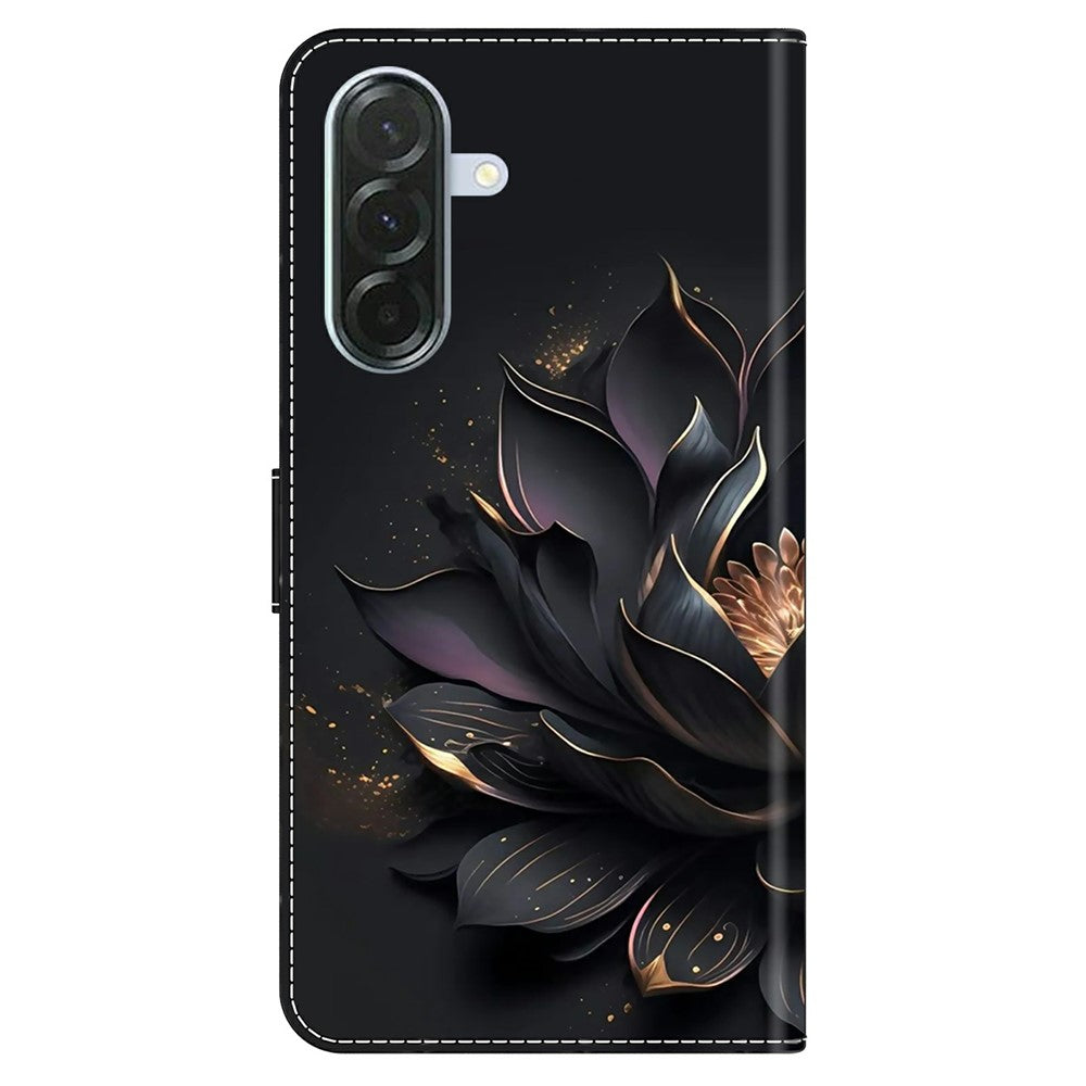 Phone Case For Samsung Galaxy A57 5G Magnetic Clasp 3D Pattern Leather Wallet Cover - Purple Lotus