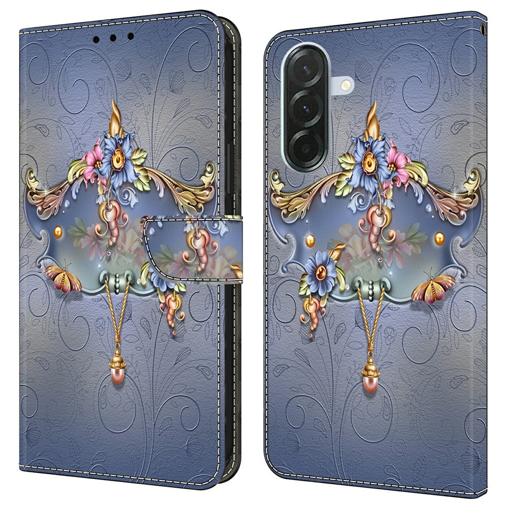 For Samsung Galaxy A57 5G Case PU Leather Wallet Phone Cover with Stand - Carving Flower