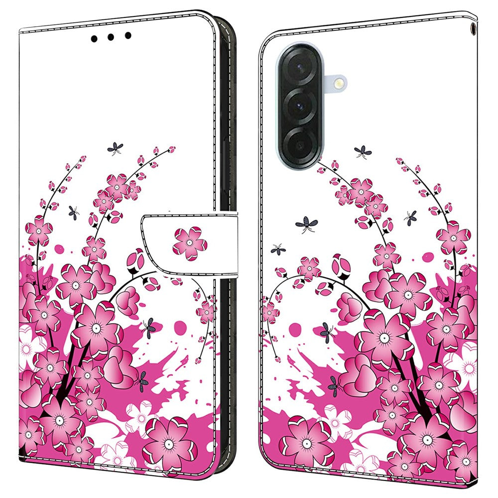 For Samsung Galaxy A57 5G Case PU Leather Wallet Phone Cover with Stand - Flower Vine