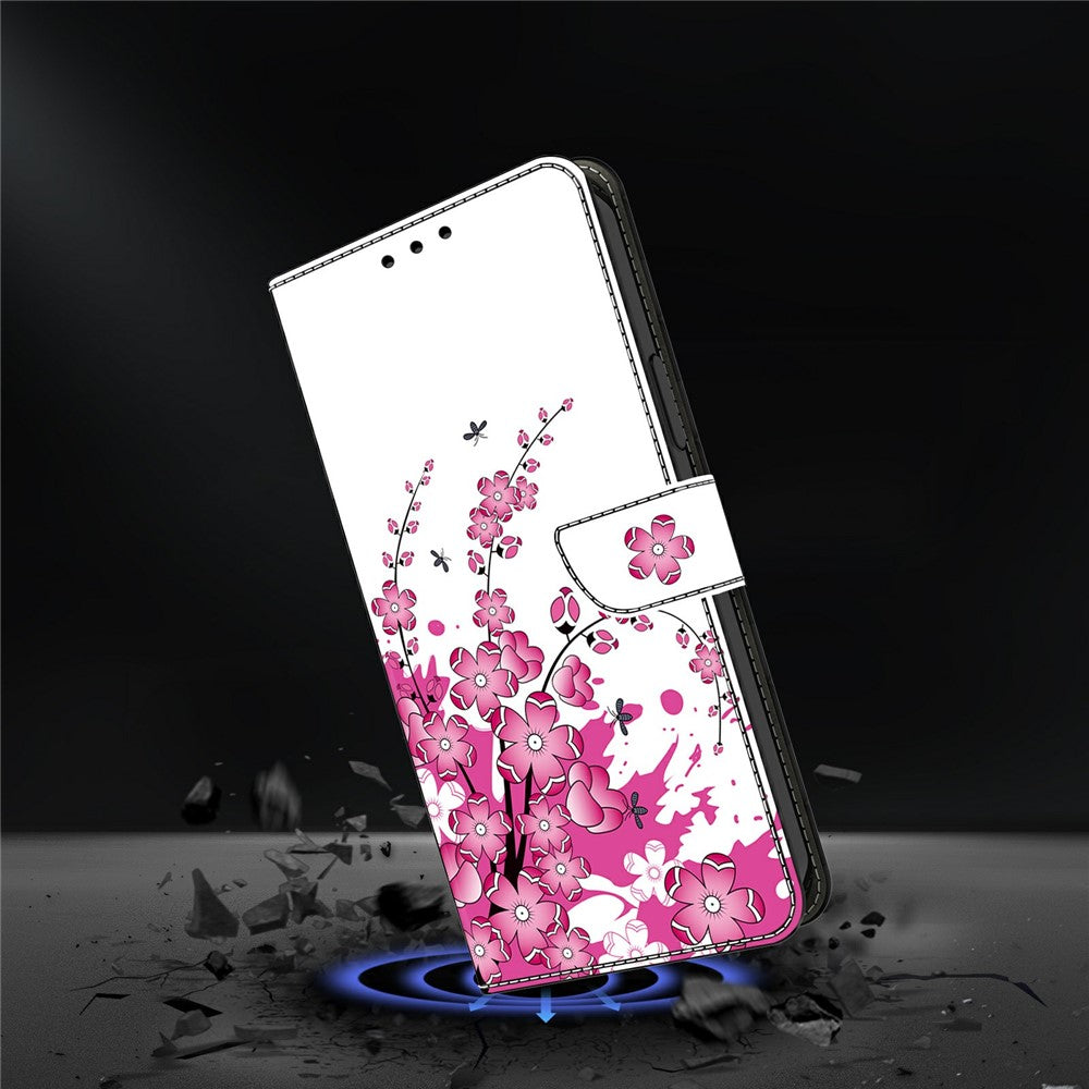 For Samsung Galaxy A57 5G Case PU Leather Wallet Phone Cover with Stand - Flower Vine