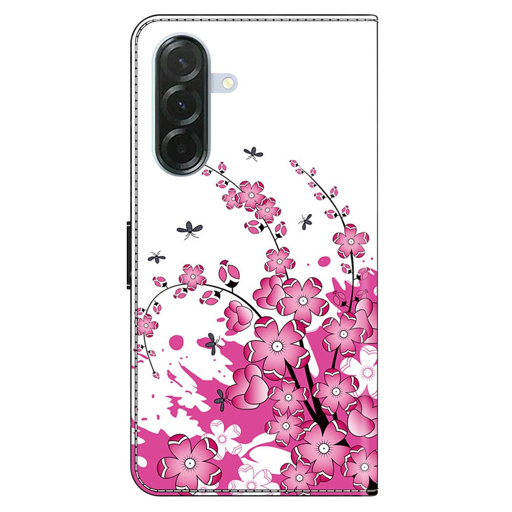 For Samsung Galaxy A57 5G Case PU Leather Wallet Phone Cover with Stand - Flower Vine