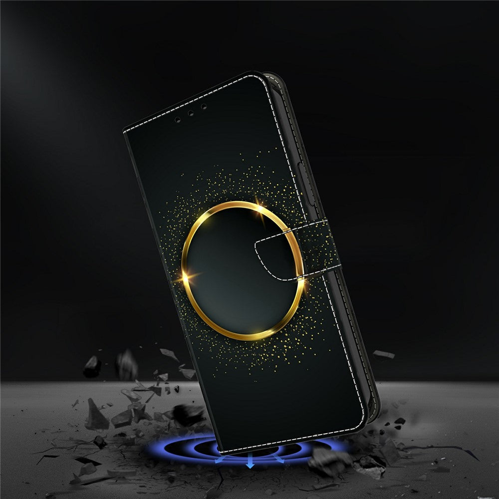For Samsung Galaxy A57 5G Case PU Leather Wallet Phone Cover with Stand - Gold Ring