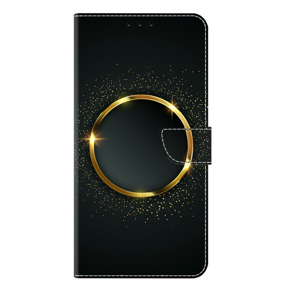 For Samsung Galaxy A57 5G Case PU Leather Wallet Phone Cover with Stand - Gold Ring