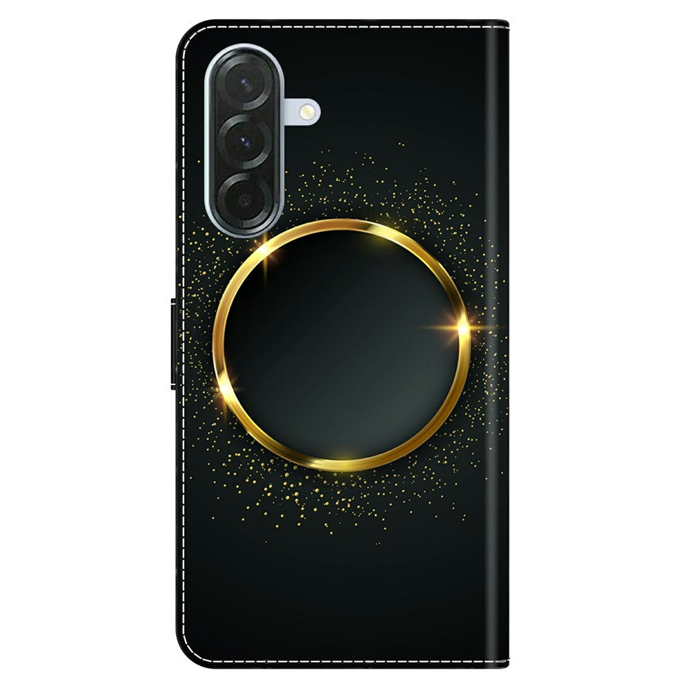 For Samsung Galaxy A57 5G Case PU Leather Wallet Phone Cover with Stand - Gold Ring