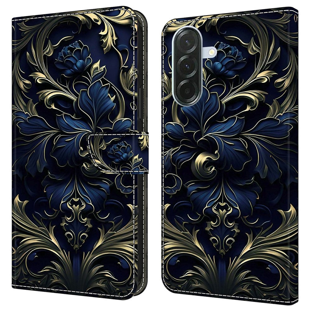For Samsung Galaxy A57 5G Case PU Leather Wallet Phone Cover with Stand - Blue Flower
