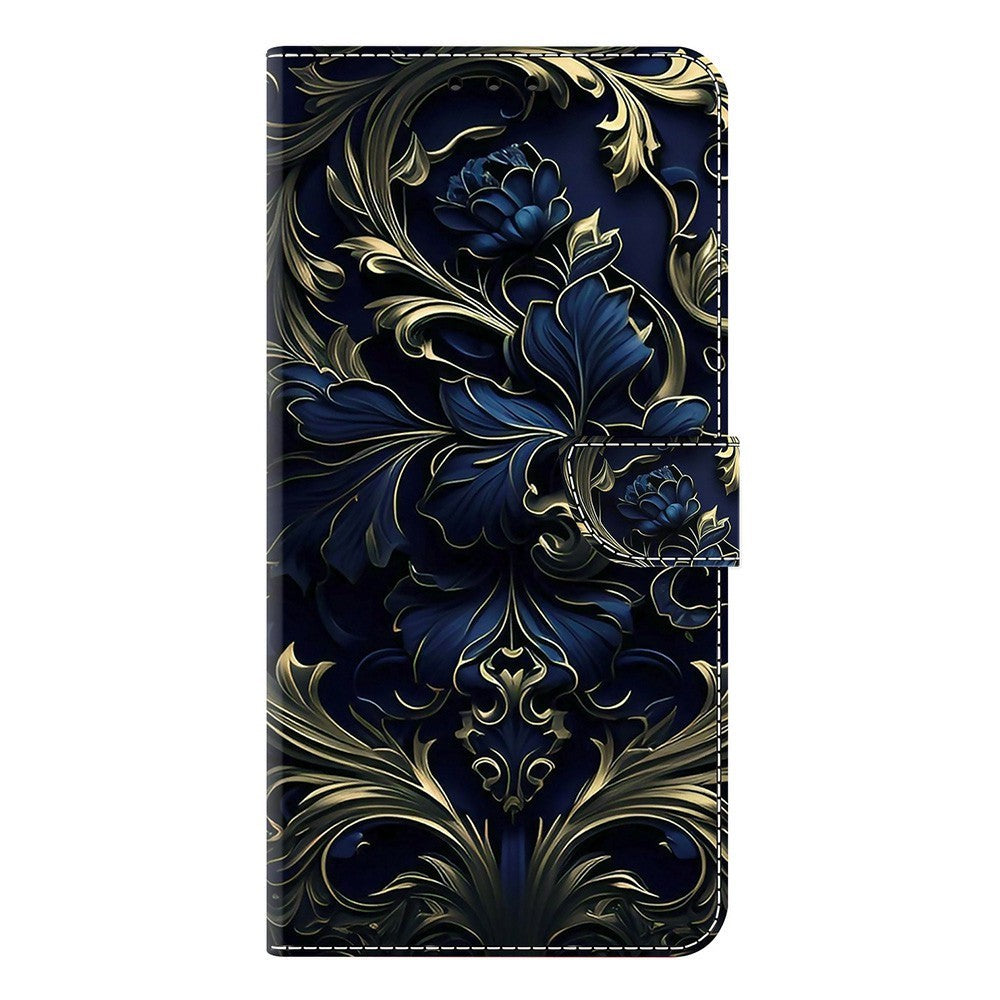 For Samsung Galaxy A57 5G Case PU Leather Wallet Phone Cover with Stand - Blue Flower