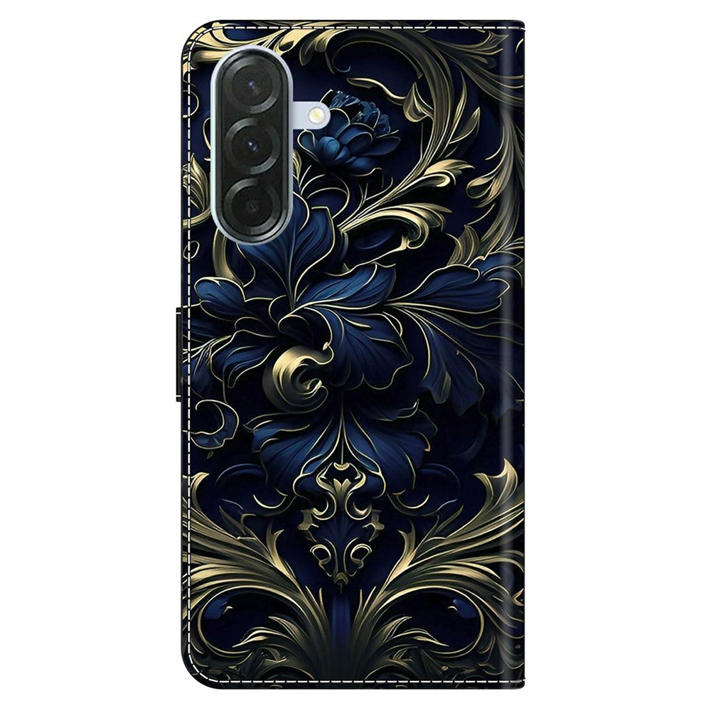 For Samsung Galaxy A57 5G Case PU Leather Wallet Phone Cover with Stand - Blue Flower
