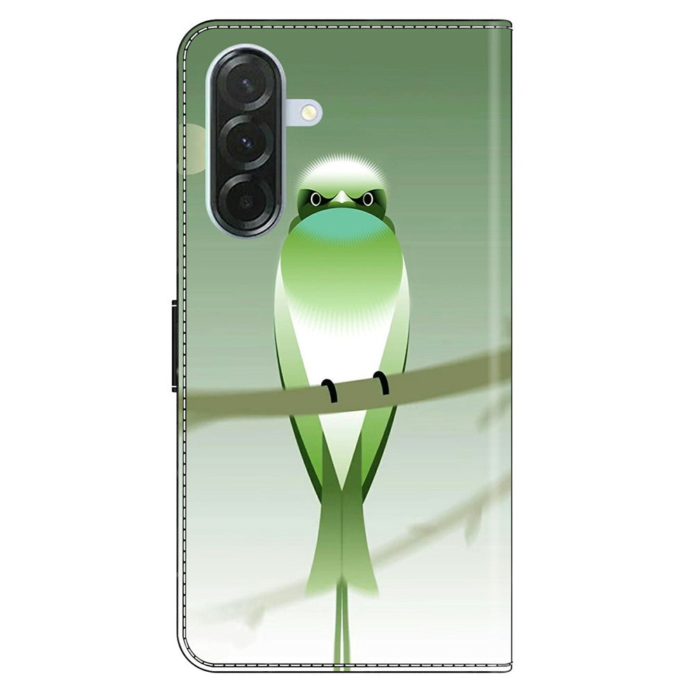 For Samsung Galaxy A57 5G Case PU Leather Wallet Phone Cover with Stand - Green Bird