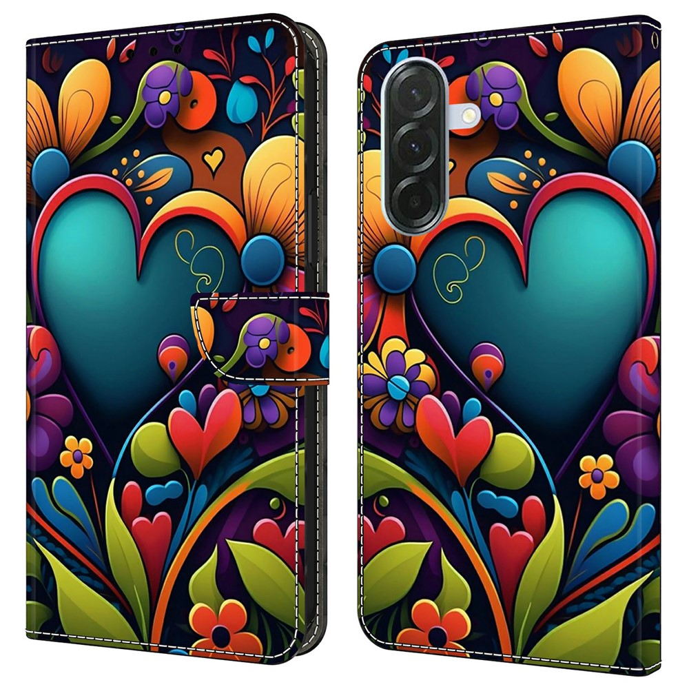 For Samsung Galaxy A57 5G Case PU Leather Wallet Phone Cover with Stand - Paint Flower