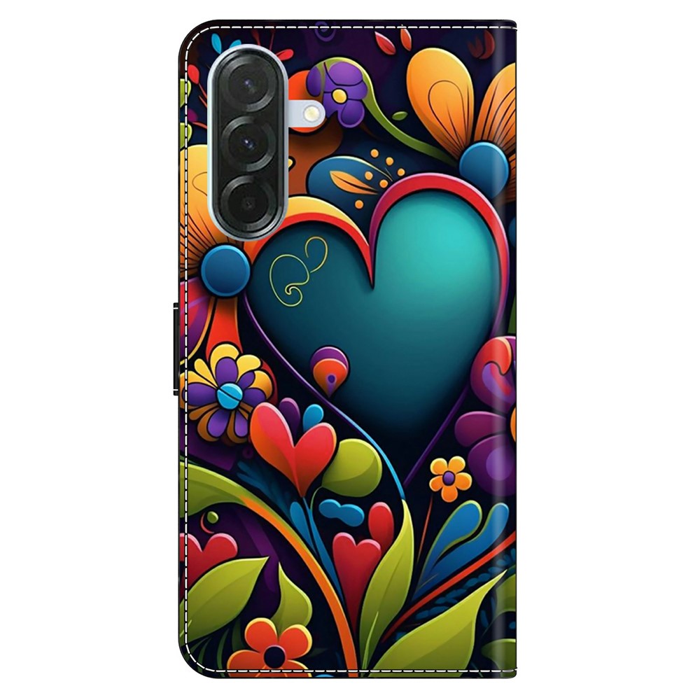 For Samsung Galaxy A57 5G Case PU Leather Wallet Phone Cover with Stand - Paint Flower