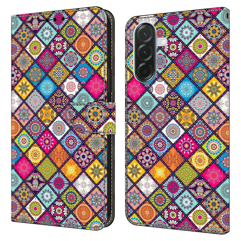 For Samsung Galaxy A57 5G Case with Card Slot Pattern Printed TPU + PU Leather Flip Phone Cover - Colorful Leather