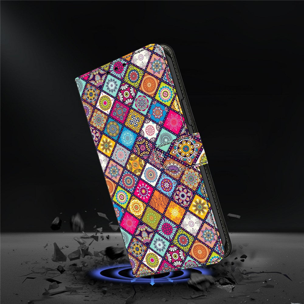 For Samsung Galaxy A57 5G Case with Card Slot Pattern Printed TPU + PU Leather Flip Phone Cover - Colorful Leather