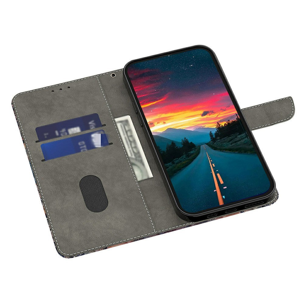 For Samsung Galaxy A57 5G Case with Card Slot Pattern Printed TPU + PU Leather Flip Phone Cover - Red Owl