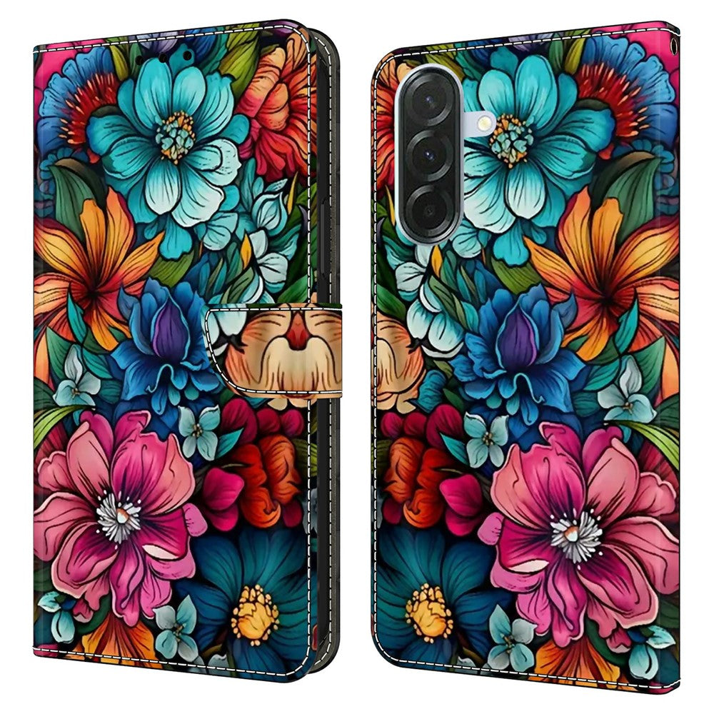 For Samsung Galaxy A57 5G Case with Card Slot Pattern Printed TPU + PU Leather Flip Phone Cover - Staphyllum