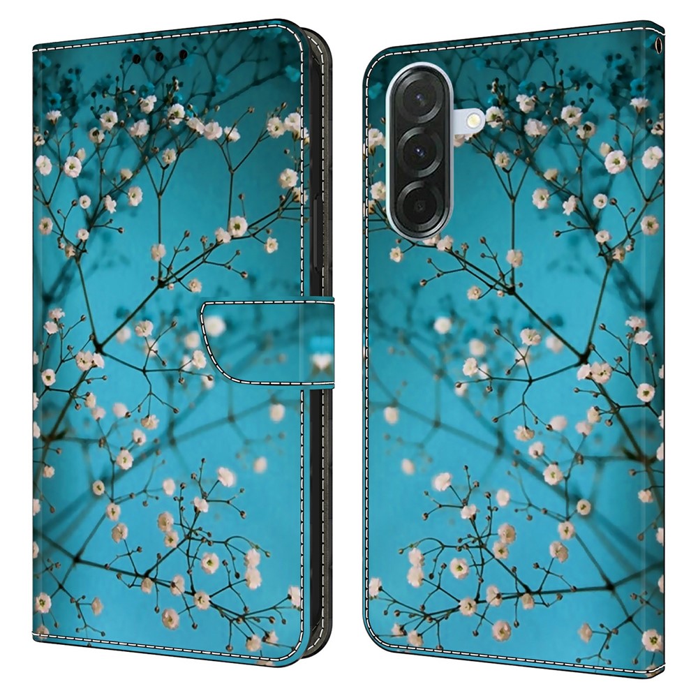 For Samsung Galaxy A57 5G Case with Card Slot Pattern Printed TPU + PU Leather Flip Phone Cover - Flower Branch