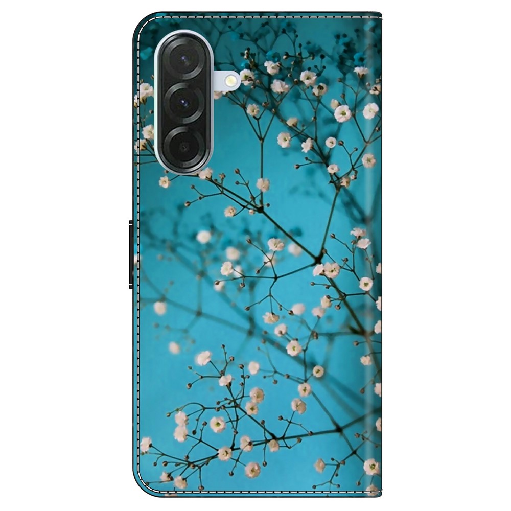 For Samsung Galaxy A57 5G Case with Card Slot Pattern Printed TPU + PU Leather Flip Phone Cover - Flower Branch