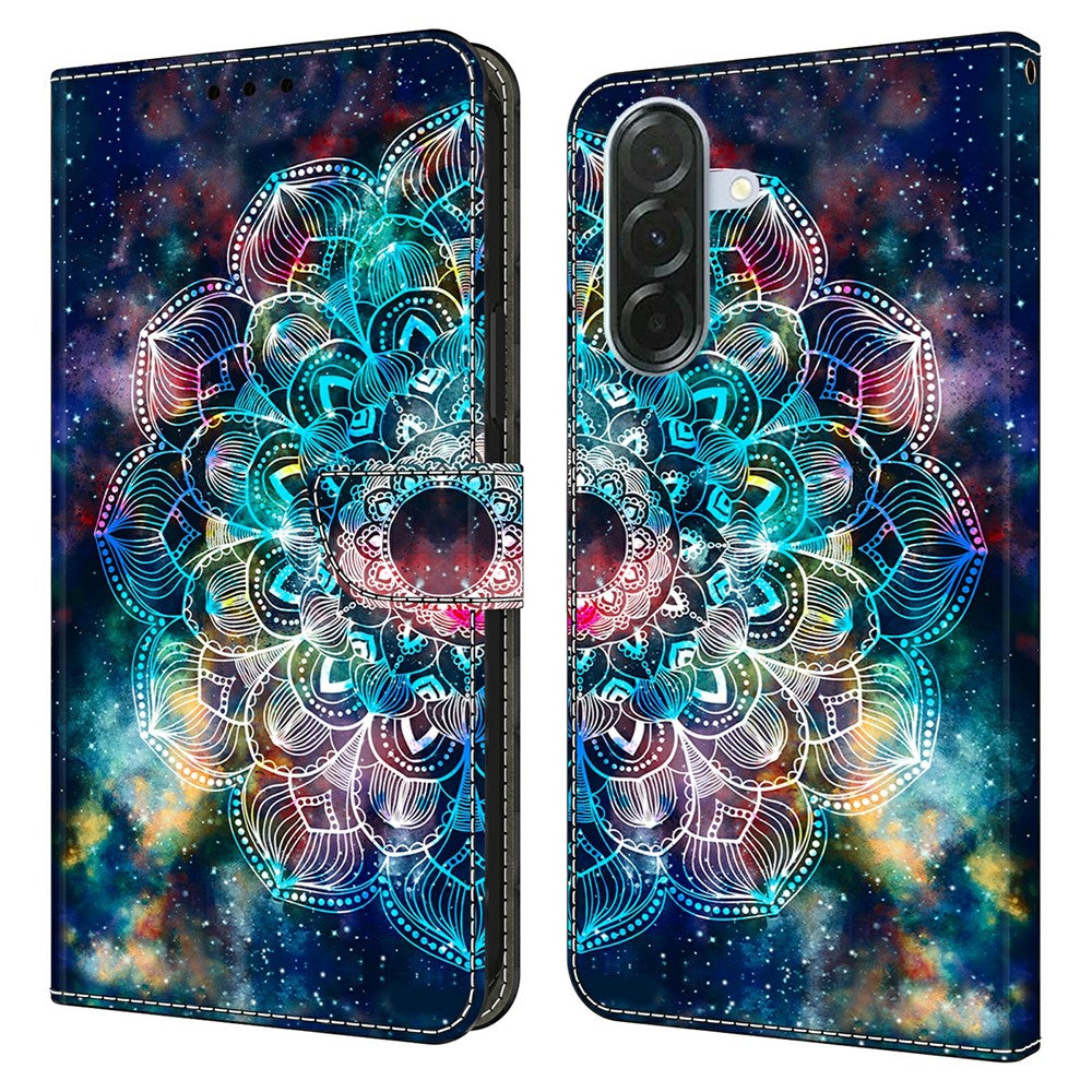 For Samsung Galaxy A57 5G Case with Card Slot Pattern Printed TPU + PU Leather Flip Phone Cover - Gyro Flower