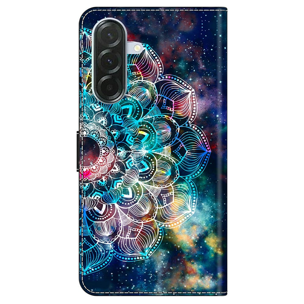 For Samsung Galaxy A57 5G Case with Card Slot Pattern Printed TPU + PU Leather Flip Phone Cover - Gyro Flower