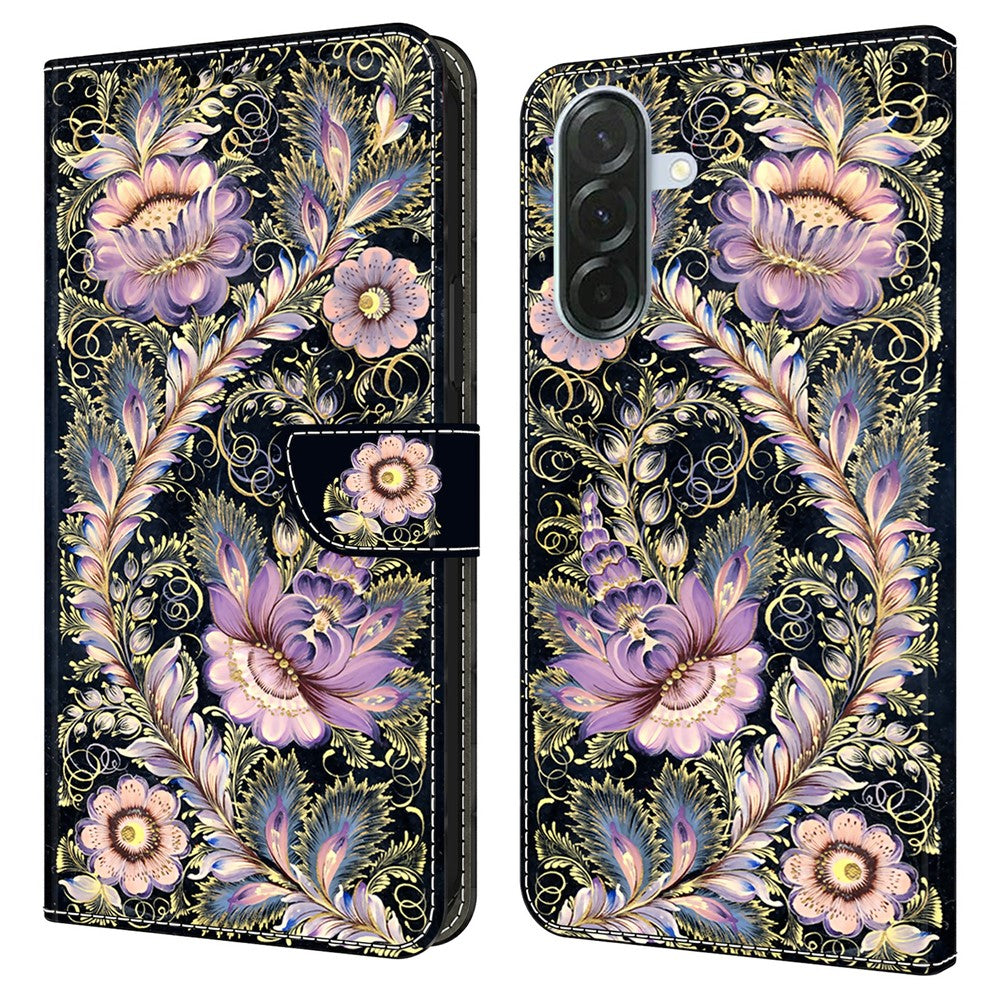 For Samsung Galaxy A57 5G Wallet Case Pattern Printing Stand Leather Flip Phone Cover - Vintage Gold Pin