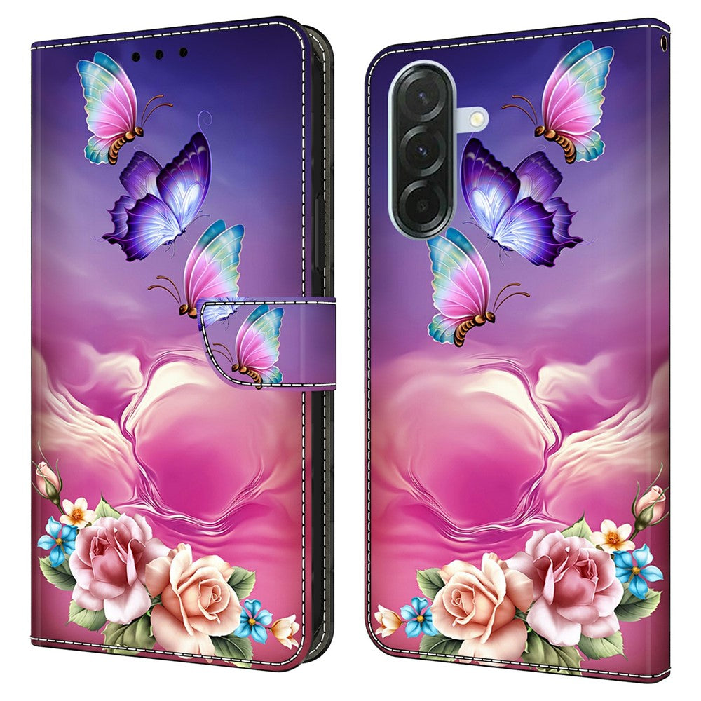 For Samsung Galaxy A57 5G Wallet Case Pattern Printing Stand Leather Flip Phone Cover - Floral Butterfly