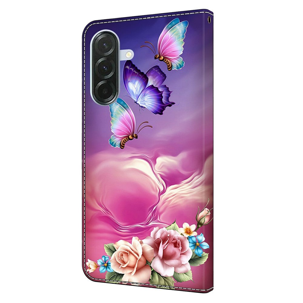 For Samsung Galaxy A57 5G Wallet Case Pattern Printing Stand Leather Flip Phone Cover - Floral Butterfly