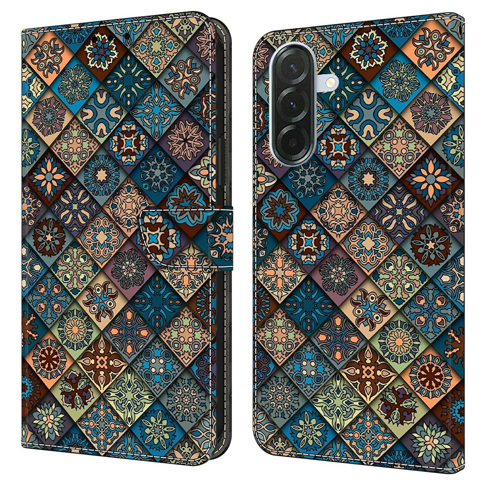 For Samsung Galaxy A57 5G Wallet Case Pattern Printing Stand Leather Flip Phone Cover - Blue Floral