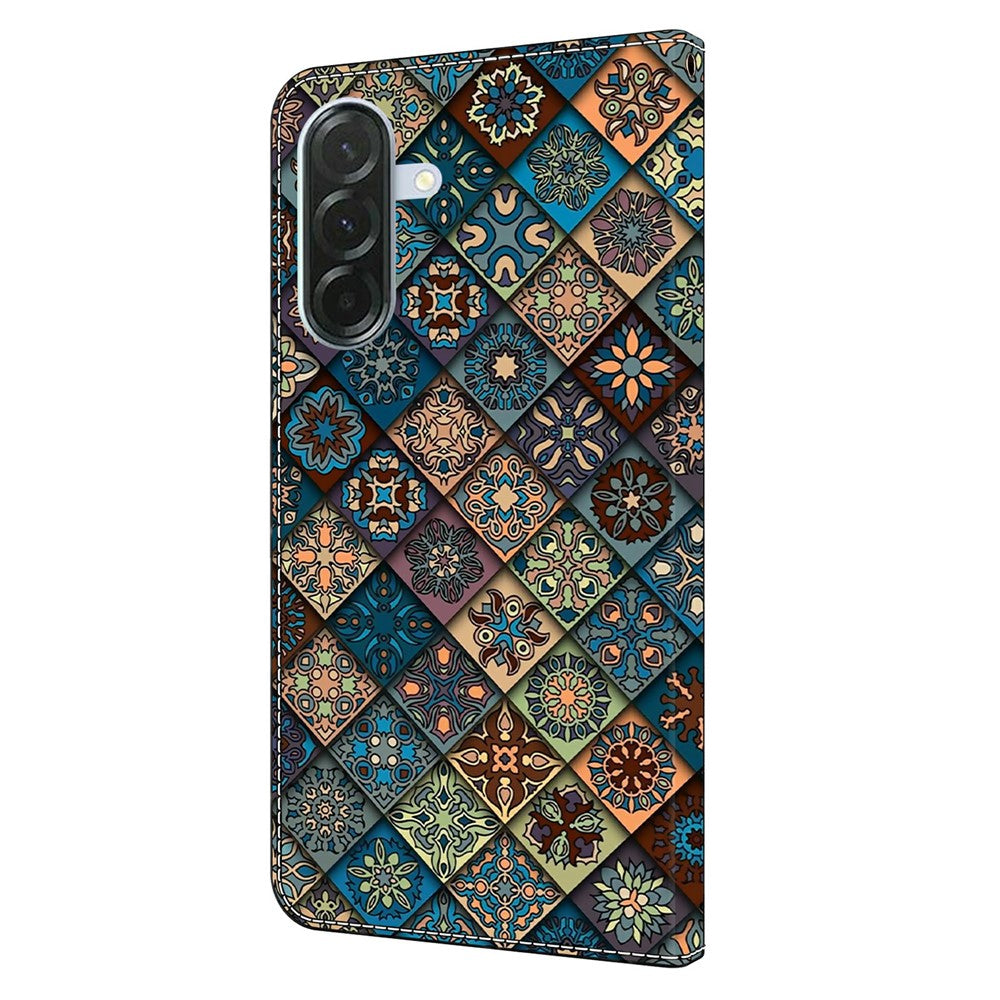 For Samsung Galaxy A57 5G Wallet Case Pattern Printing Stand Leather Flip Phone Cover - Blue Floral