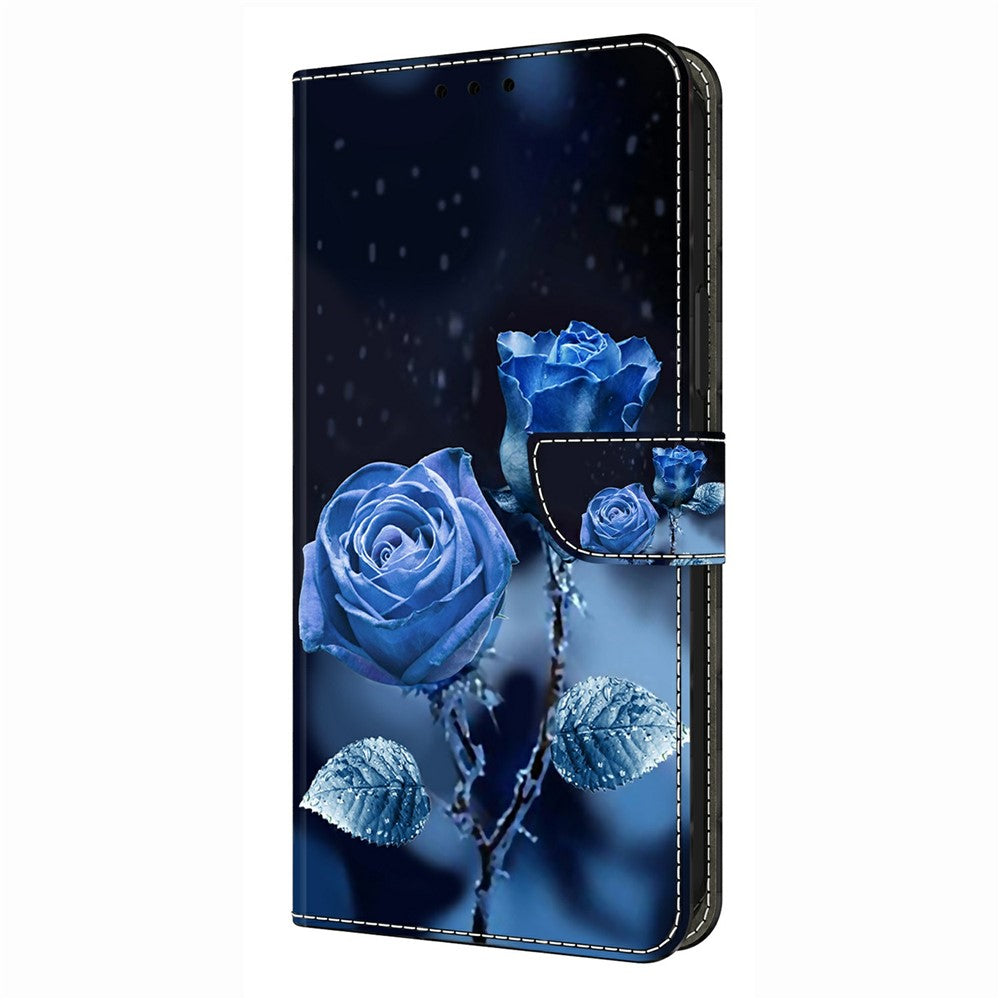 For Samsung Galaxy A57 5G Wallet Case Pattern Printing Stand Leather Flip Phone Cover - Blue Roses